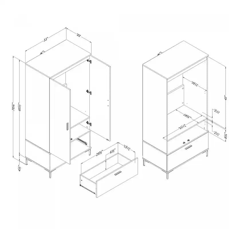 Armoire de chambre Musano avec portes et tiroirs - Chêne Nordik
