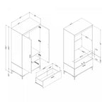 Armoire de chambre Musano avec portes et tiroirs - Chêne Nordik