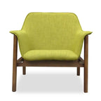 Fauteuil d'appoint Miller en tissu aspect lin – Vert et Noyer