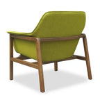 Fauteuil d'appoint Miller en tissu aspect lin – Vert et Noyer