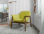 Fauteuil d'appoint Miller en tissu aspect lin – Vert et Noyer