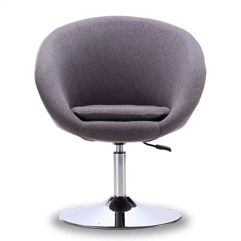 Manhattan Comfort Hopper Polished Chrome Twill Adjustable Height Accent Chair