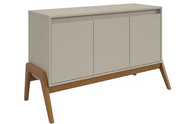 Manhattan Comfort Mid-Century Modern Gales 48.50 Sideboard with Solid Wood Legs - Greige