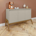 Bahut Mid-Century Modern 48.50 avec pieds en bois massif - Grège