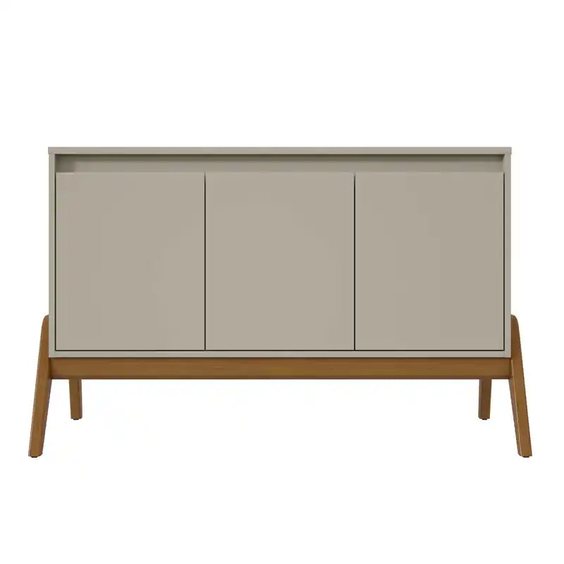 Bahut Mid-Century Modern 48.50 avec pieds en bois massif - Grège