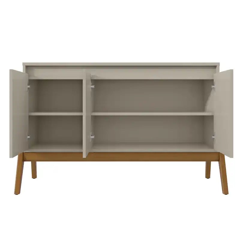 Bahut Mid-Century Modern 48.50 avec pieds en bois massif - Grège