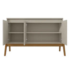 Bahut Mid-Century Modern 48.50 avec pieds en bois massif - Grège