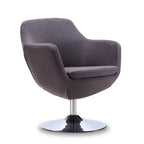 Manhattan Comfort Caisson Polished Chrome Twill Swivel Accent Chair