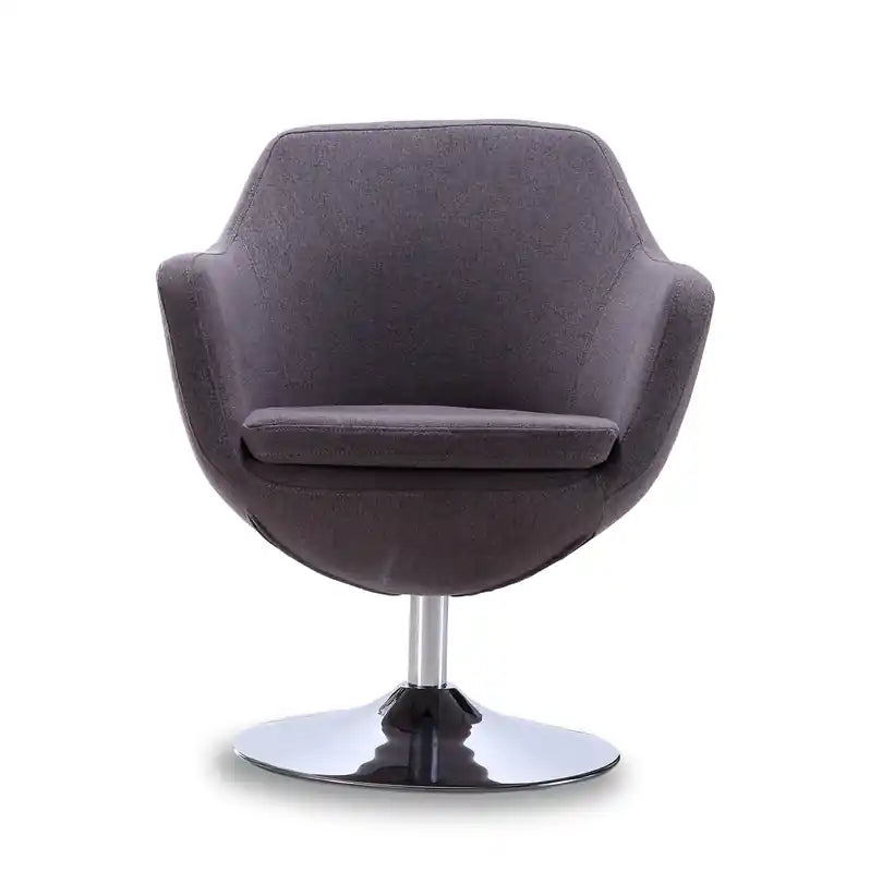 Fauteuil pivotant Caisson en sergé, chrome poli