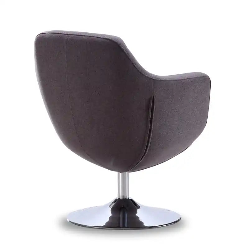 Fauteuil pivotant Caisson en sergé, chrome poli