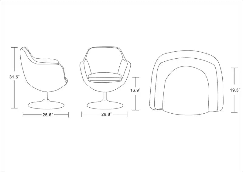 Fauteuil pivotant Caisson en sergé, chrome poli
