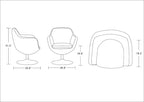 Fauteuil pivotant Caisson en sergé, chrome poli