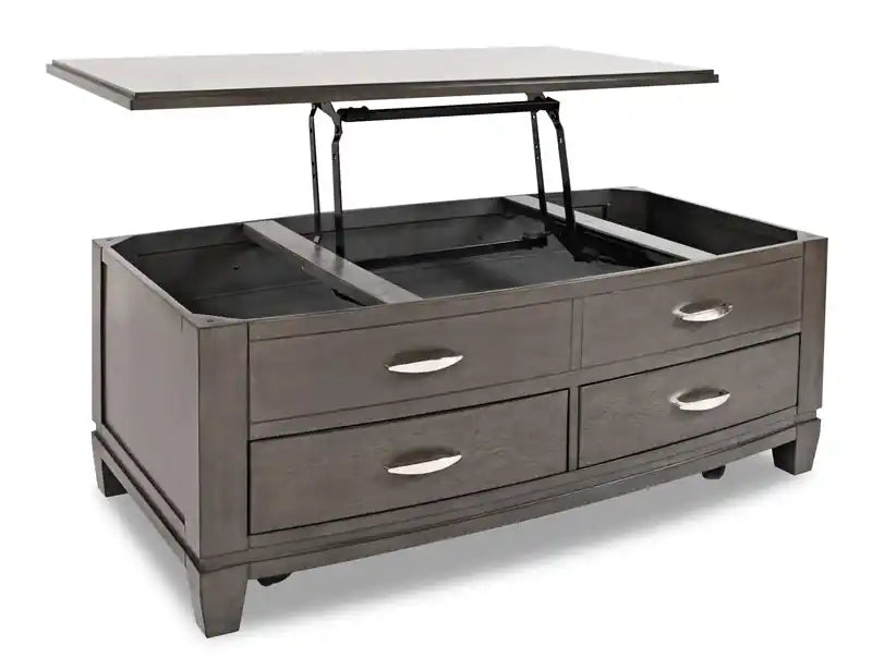 Downtown 48 Modern Lift Top Coffee Table with Storage and Casters - Grey Brown Wood