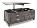 Downtown 48 Modern Lift Top Coffee Table with Storage and Casters - Grey Brown Wood