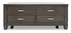 Table basse relevable moderne de 48 po avec rangement et roulettes - Bois gris brun