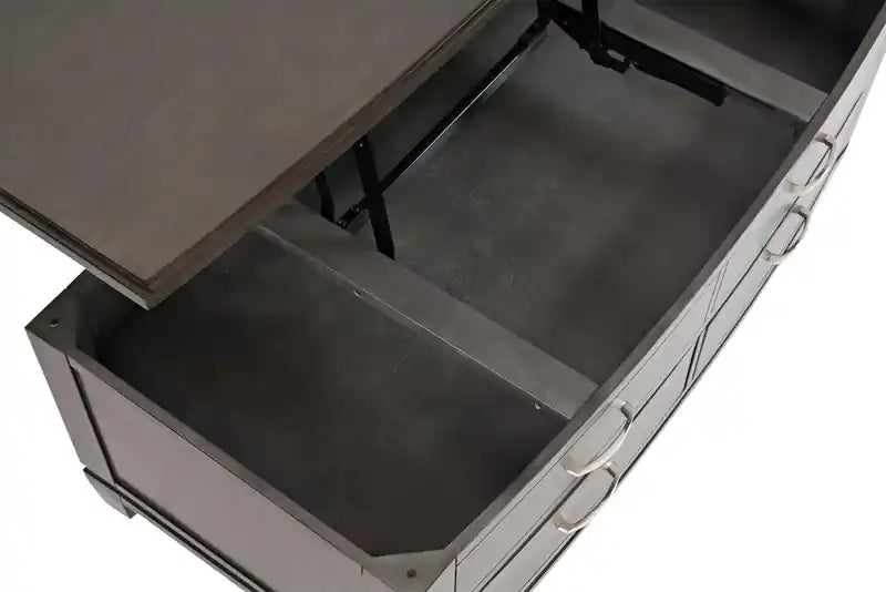 Table basse relevable moderne de 48 po avec rangement et roulettes - Bois gris brun