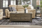 Table basse relevable moderne de 48 po avec rangement et roulettes - Bois gris brun