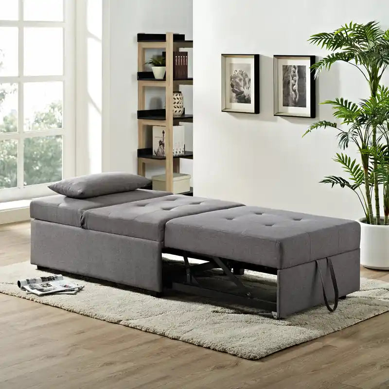 Fauteuil convertible en tissu de 43,75 po avec coussins capitonnés