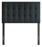 Ellis Upholstered Headboard in Charcoal Fabric, Button Tufted - Twin Size