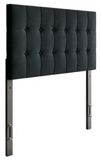 Tête de lit capitonnée Ellis en tissu anthracite, avec boutons, taille simple