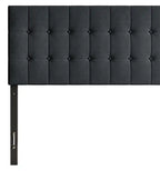 Tête de lit capitonnée Ellis en tissu anthracite, avec boutons, taille simple