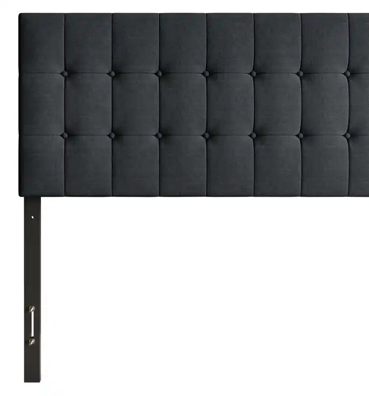Tête de lit capitonnée Ellis en tissu anthracite, avec boutons, taille simple