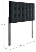 Tête de lit capitonnée Ellis en tissu anthracite, avec boutons, taille simple