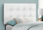 Tête de lit capitonnée en similicuir végan blanc, avec boutons – Lit simple