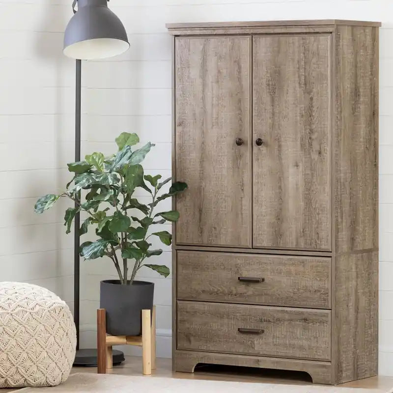 Commode 2 tiroirs avec armoire de rangement, 33.75 po L x 63.5 po H, fabriquée au Canada