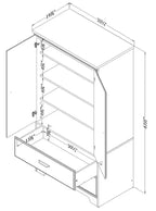 Commode 2 tiroirs avec armoire de rangement, 33.75 po L x 63.5 po H, fabriquée au Canada