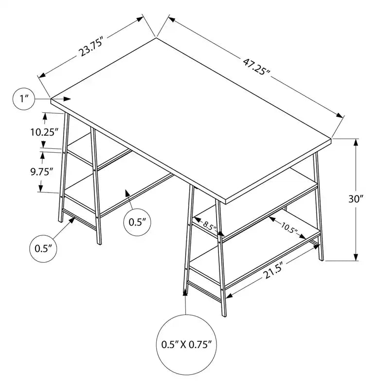 47.25 Bureau avec pieds tréteaux