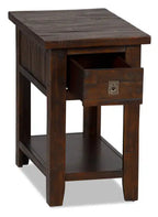 Konagrove 16 Rustic Chairside Table with Storage and Shelf - Dark Brown Wood