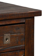 16 Table d'appoint rustique avec rangement et étagère - Bois marron foncé
