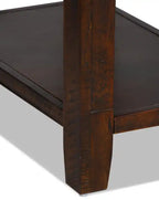 16 Table d'appoint rustique avec rangement et étagère - Bois marron foncé