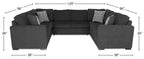 Canapé sectionnel 3 places en tissu chenille fabriqué au Canada - Gris poivré