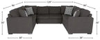 Canapé sectionnel 3 places en tissu chenille fabriqué au Canada - Gris poivré