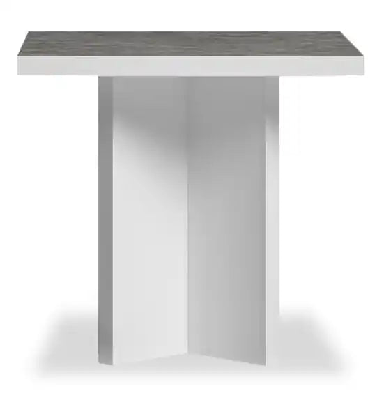 23.6 Table d'appoint moderne - Blanc et gris avec effet marbre