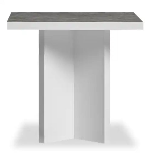 23.6 Table d'appoint moderne - Blanc et gris avec effet marbre