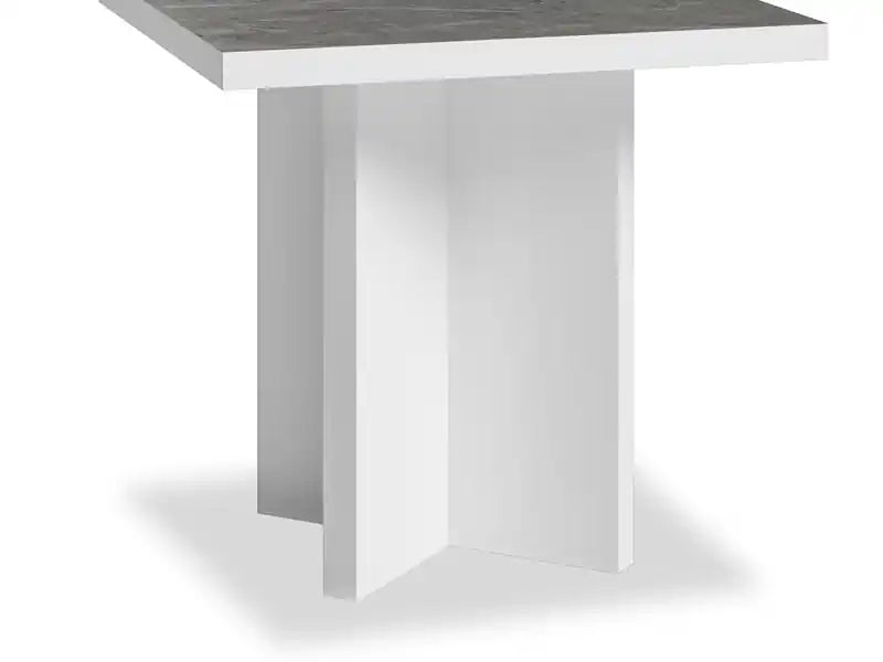 23.6 Table d'appoint moderne - Blanc et gris avec effet marbre