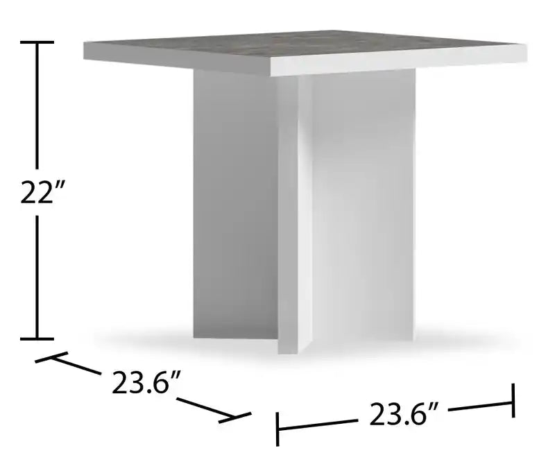 23.6 Table d'appoint moderne - Blanc et gris avec effet marbre