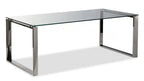 Metro 47 Modern Glass Top Coffee Table - Silver with Metal Legs