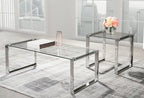 Table basse moderne 47 en verre - Argent avec pieds en métal