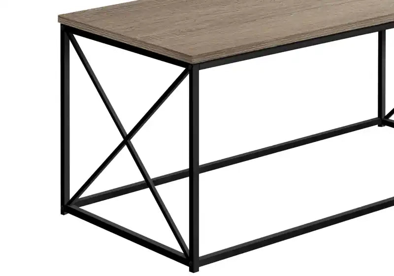 40.5 Table Basse Moderne - Taupe avec Base en Métal Noir