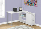 Bureau d'angle réglable de 120 cm avec 3 tiroirs et étagères ouvertes