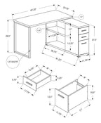 Bureau d'angle réglable de 120 cm avec 3 tiroirs et étagères ouvertes