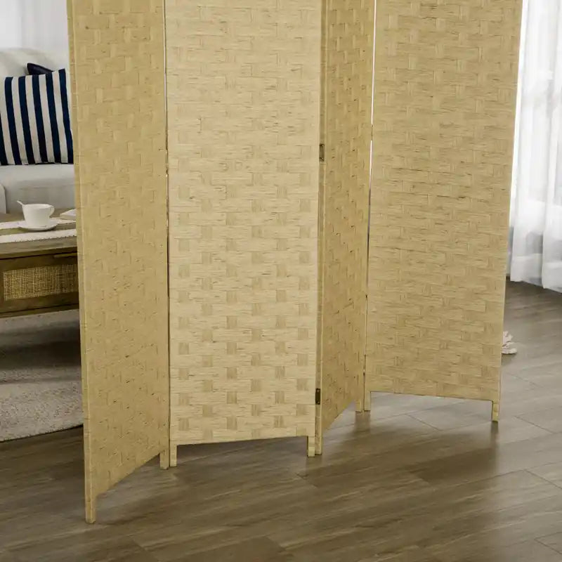 Paravent pliable à 4 panneaux, Séparateur de pièce en fibres ondulées