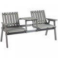 2-seater Outdoor Bench With Table, Wooden Garden Bench