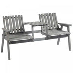 2-seater Outdoor Bench With Table, Wooden Garden Bench