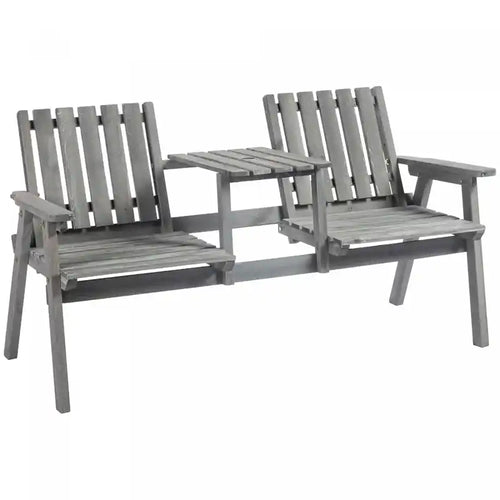 2-seater Outdoor Bench With Table, Wooden Garden Bench