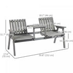 Banc de jardin 2 places avec table, en bois